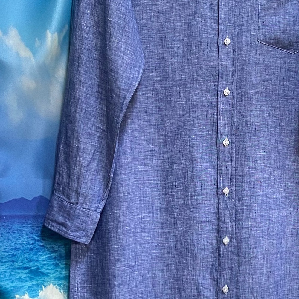 Frank & Eileen Rory Long Sleeve Linen Shirtdress dress Size: M FAMOUS BLUE - Picture 5 of 14